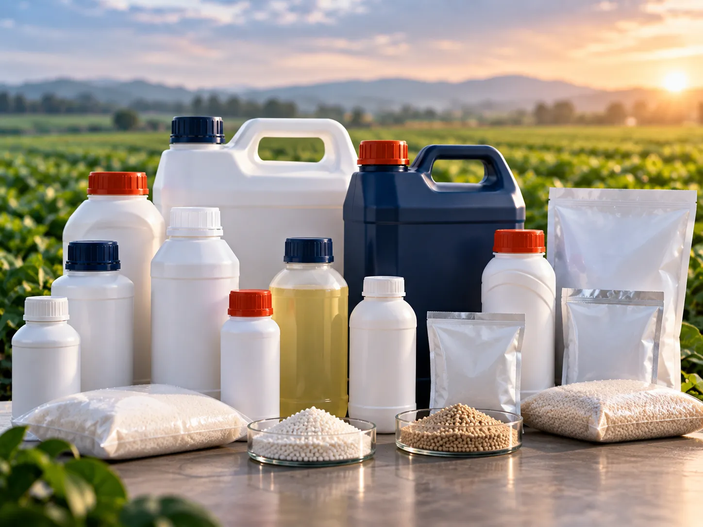 Ready-to-use agrochemical formulations packaged for supply